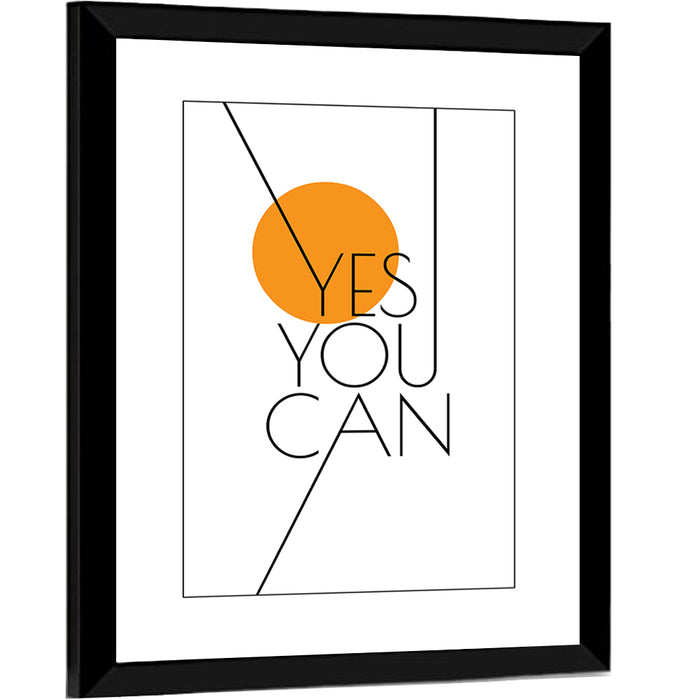 Yes You Can Typography Wall Art as a framed print