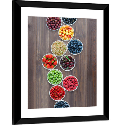 A Set Of Berries In The Round Plates Wall Art