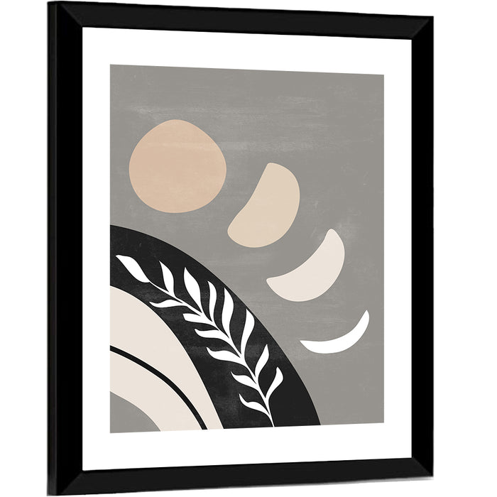 Crescent Moon Botanical Composition Wall Art as a framed print
