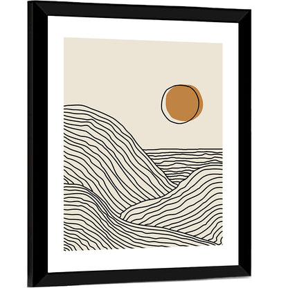 Contour Mountains with Geometric Sun Wall Art