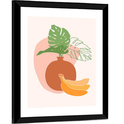 Monstera and Bananas Still Life Wall Art