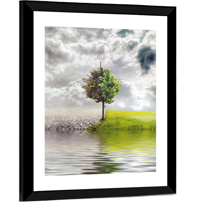 Tree Between Life and Decay Wall Art as a framed print