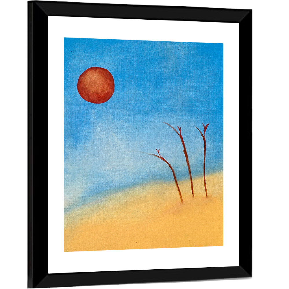 Red Sun Desert Landscape Wall Art