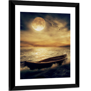 Boat In Stormy Ocean Wall Art