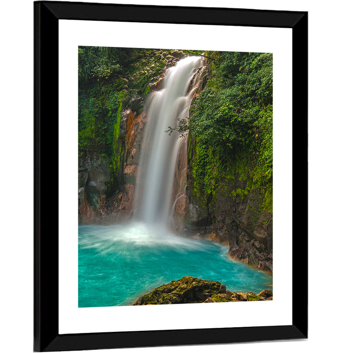 Rio Celeste Waterfall Wall Art as a framed print
