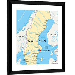Sweden Political Map Wall Art