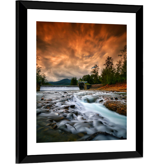 Mentawa Dam at Dusk Wall Art as a framed print