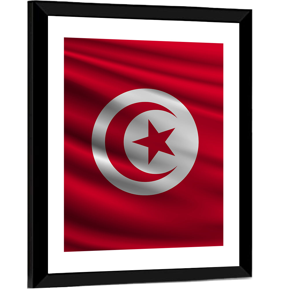 Tunisia Flag with Crescent and Star Wall Art