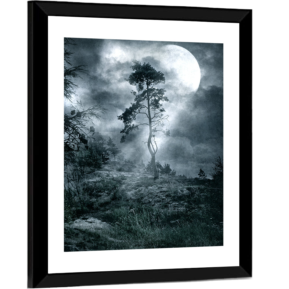 Gothic Moonlit Tree Wall Art