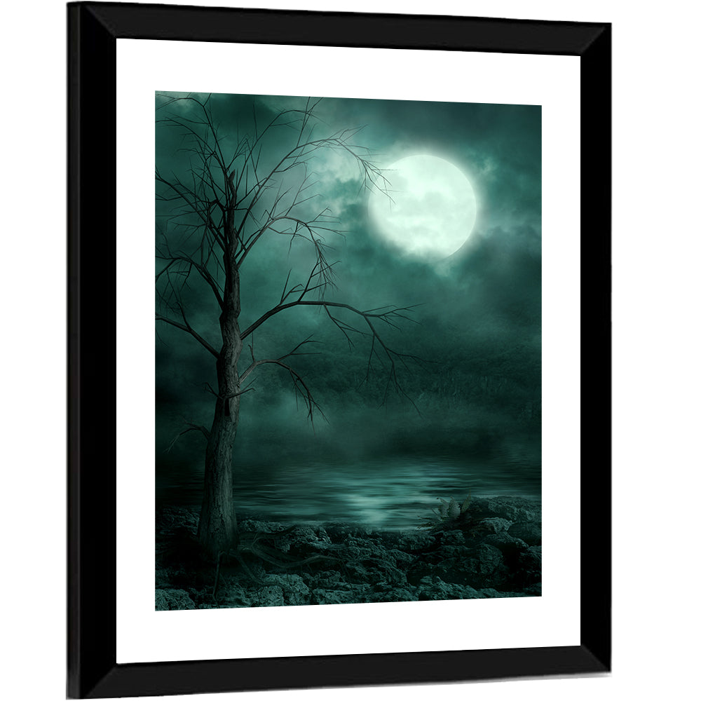 Gothic Moonlit Shore Wall Art