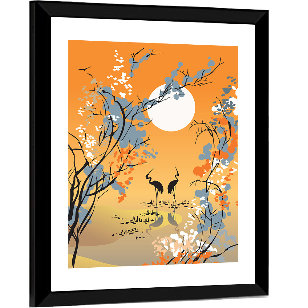 Four Seasons Moon Illustration Wall Art