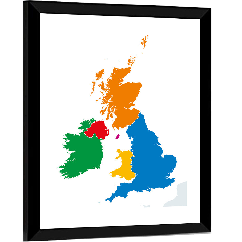 British Isles Multicolor Map Wall Art