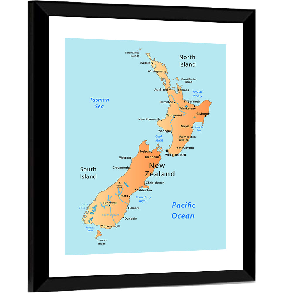 New Zealand Cartographic Map Wall Art