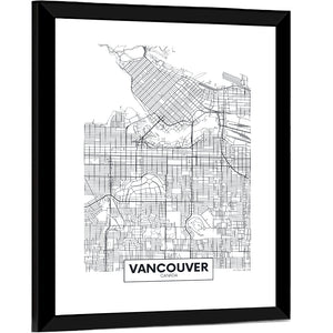Vancouver City Map Wall Art
