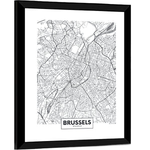 Brussels City Map Wall Art