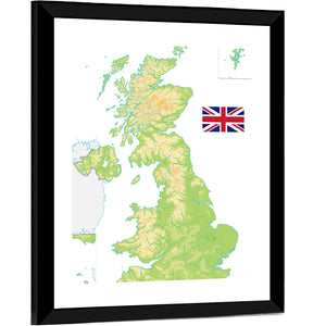 United Kingdom Physical Map Wall Art