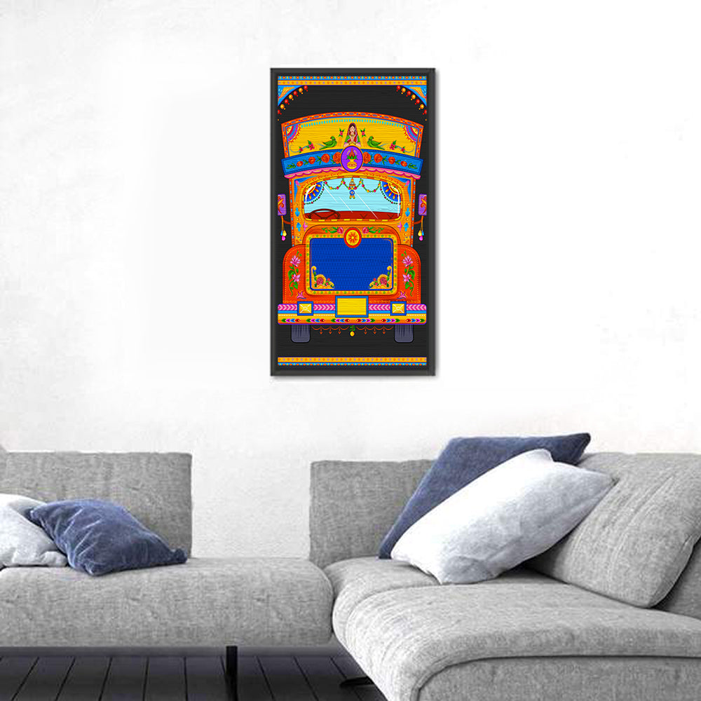 Colorful Indian Truck Illustration Wall Art