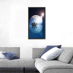 Moon & Star Over Ship Wall Art