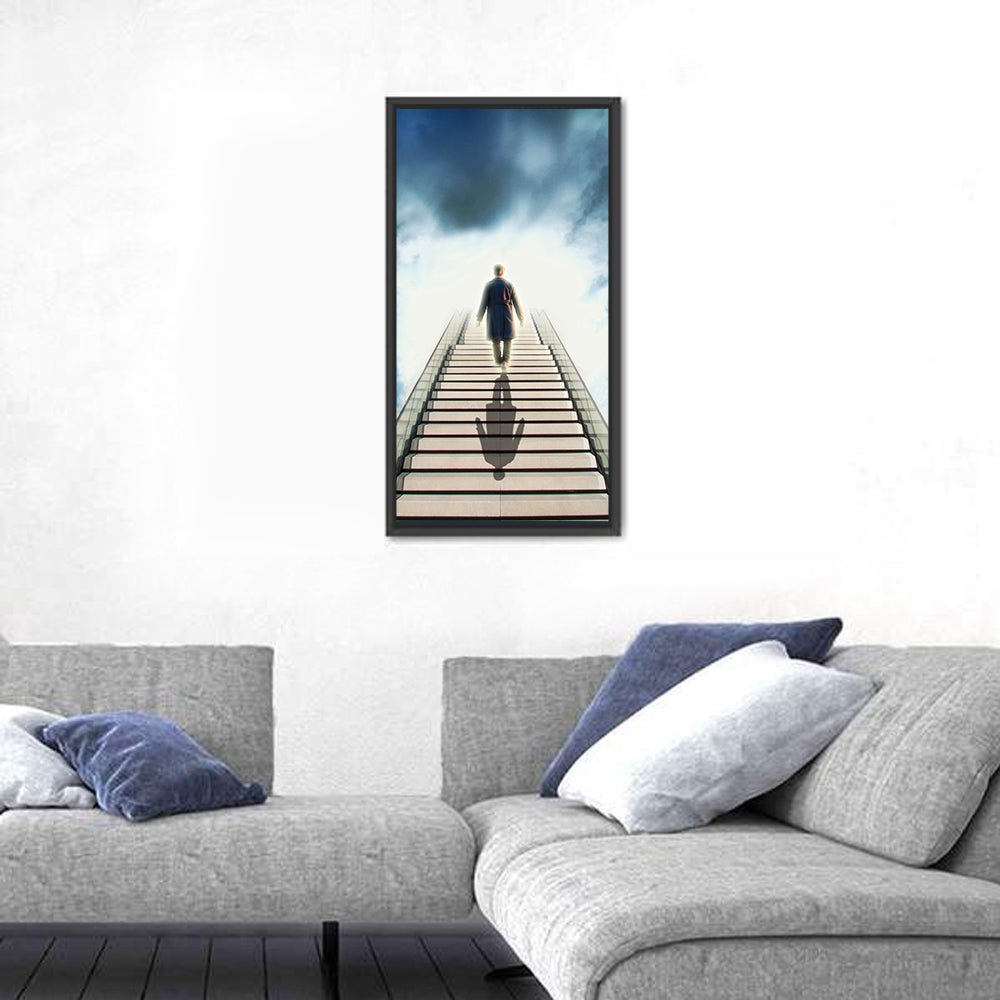 Man Ascending Toward Light Wall Art
