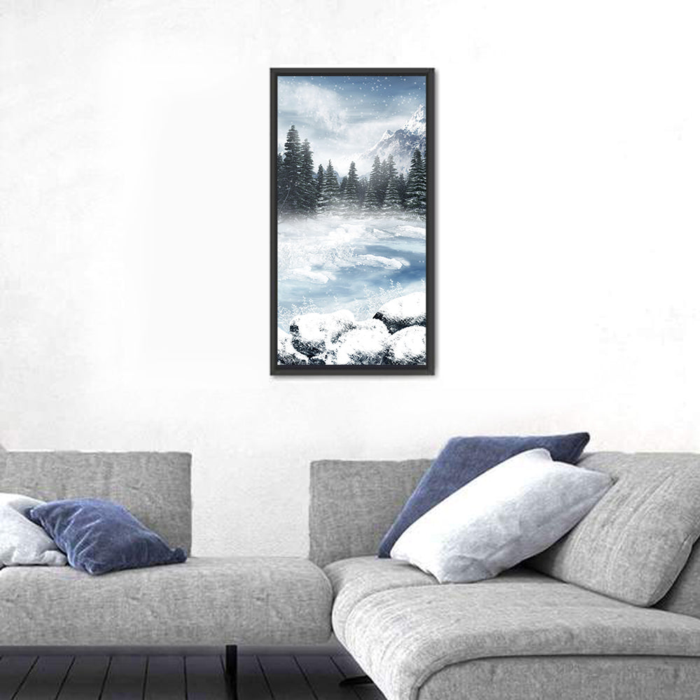 Frozen Lake Wall Art in a room, portrait