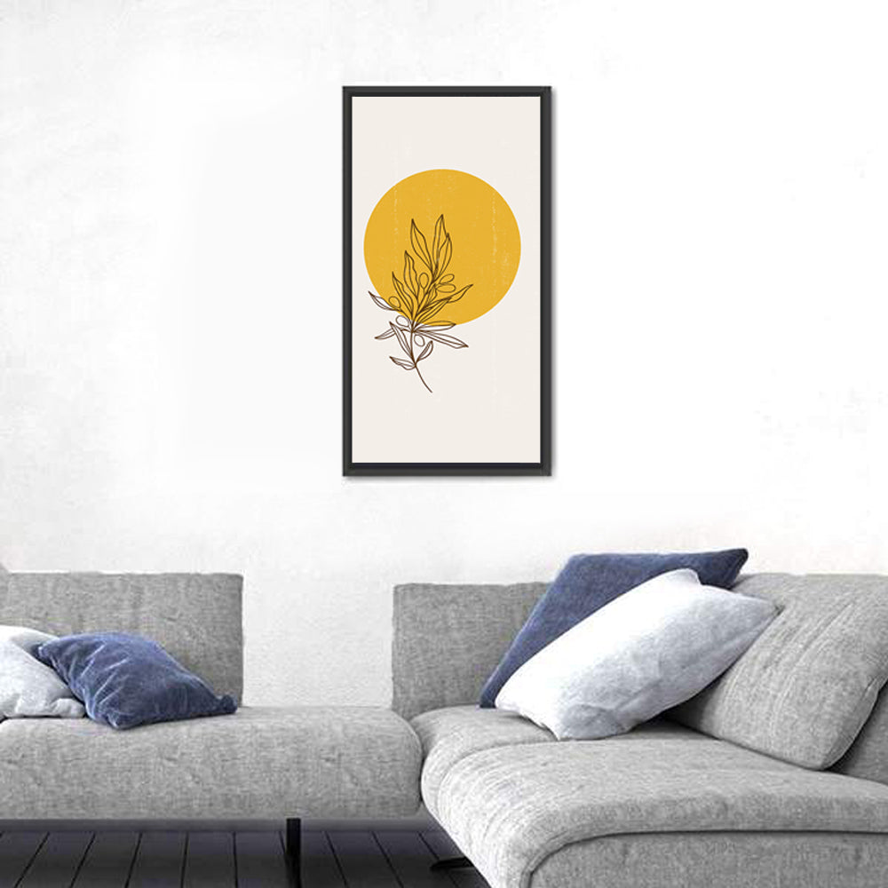 Olive Branch Sun Line Wall Art in a room, portrait