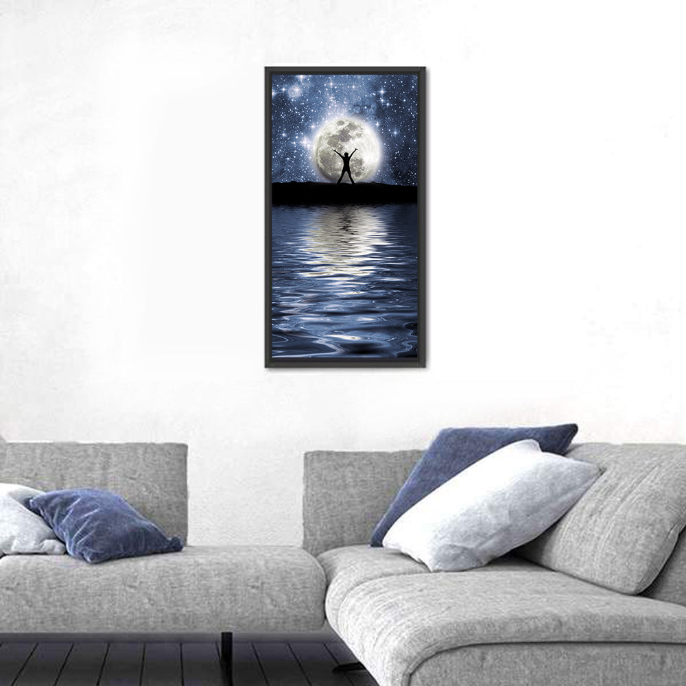 Silhouette Before Full Moon Wall Art