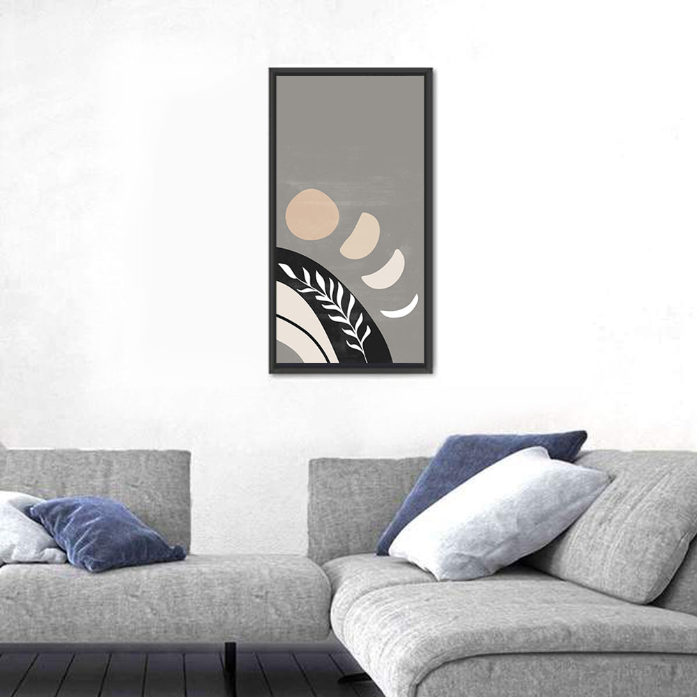 Crescent Moon Botanical Composition Wall Art in a room, portrait