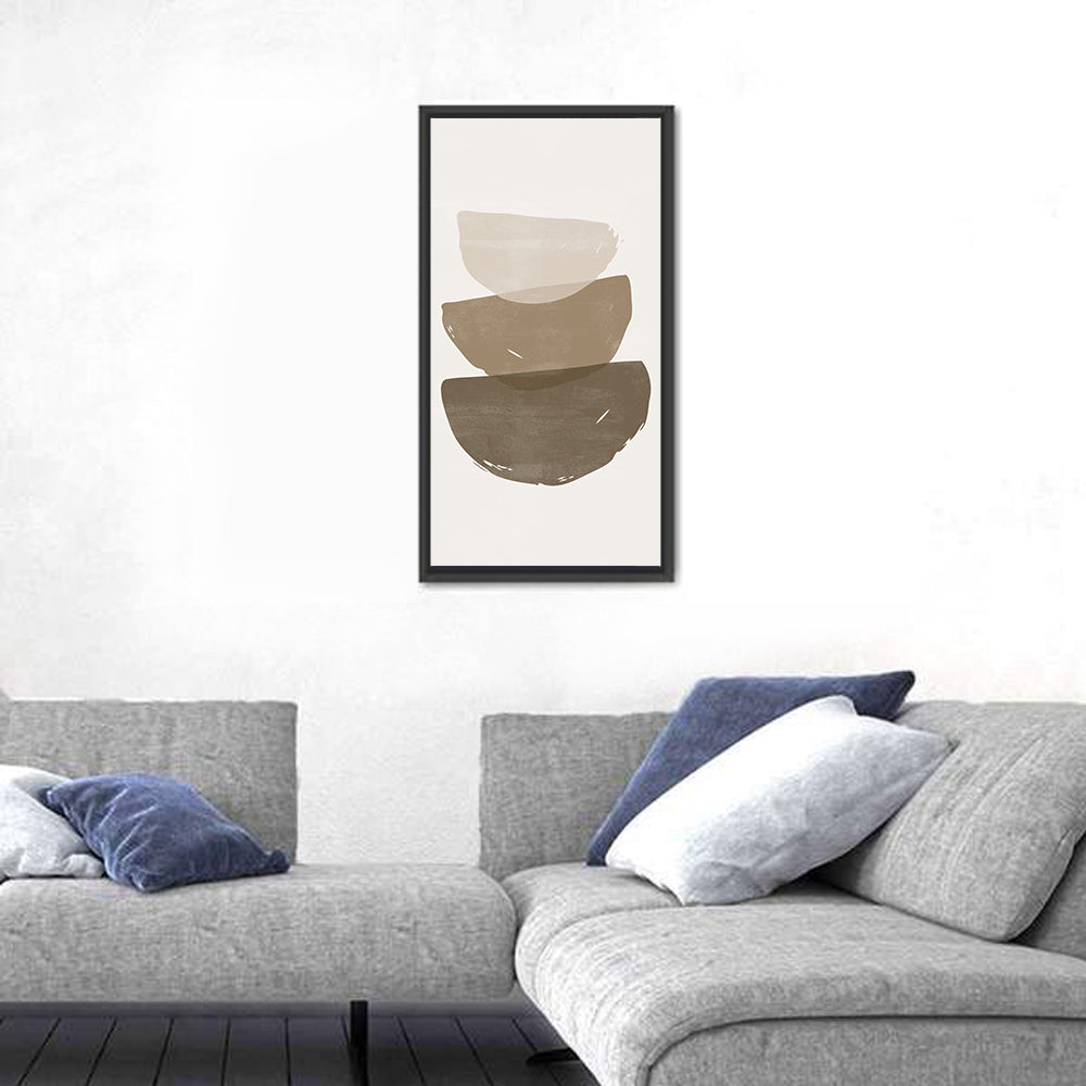 Sun and Moon Stacked Shapes Wall Art in a room, portrait