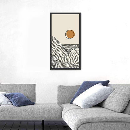 Contour Mountains with Geometric Sun Wall Art