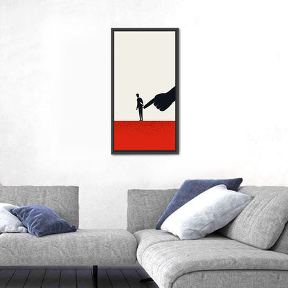 Giant Hand Pointing at Man Wall Art