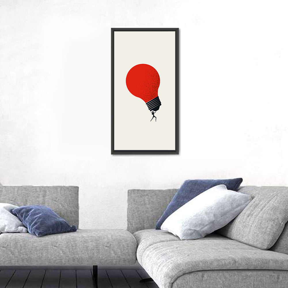 Person Holding Red Lightbulb Wall Art
