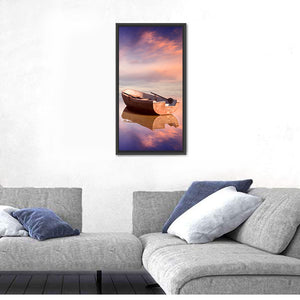 Lonely Boat At Sunset Wall Art