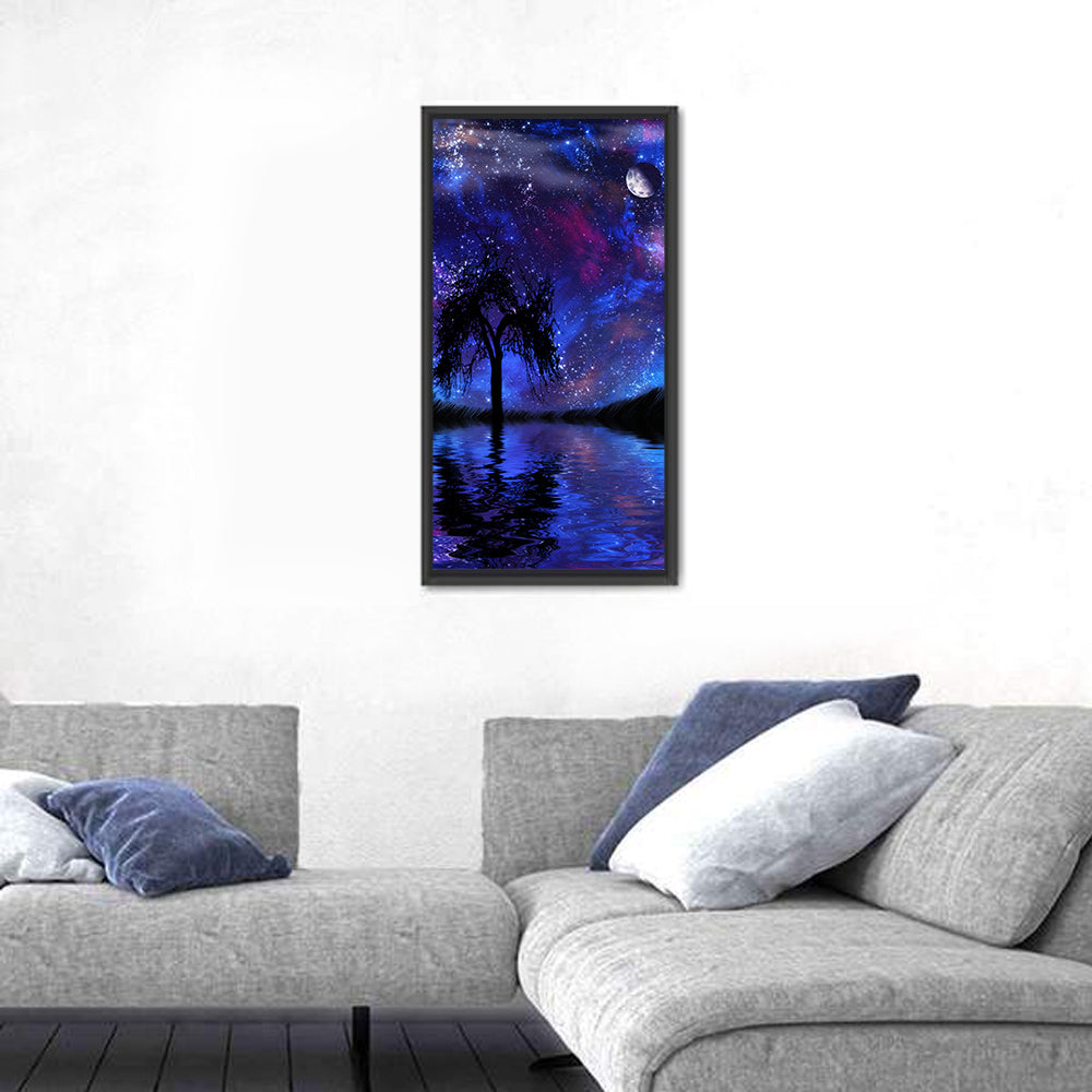 Crescent Moon Nightscape Wall Art