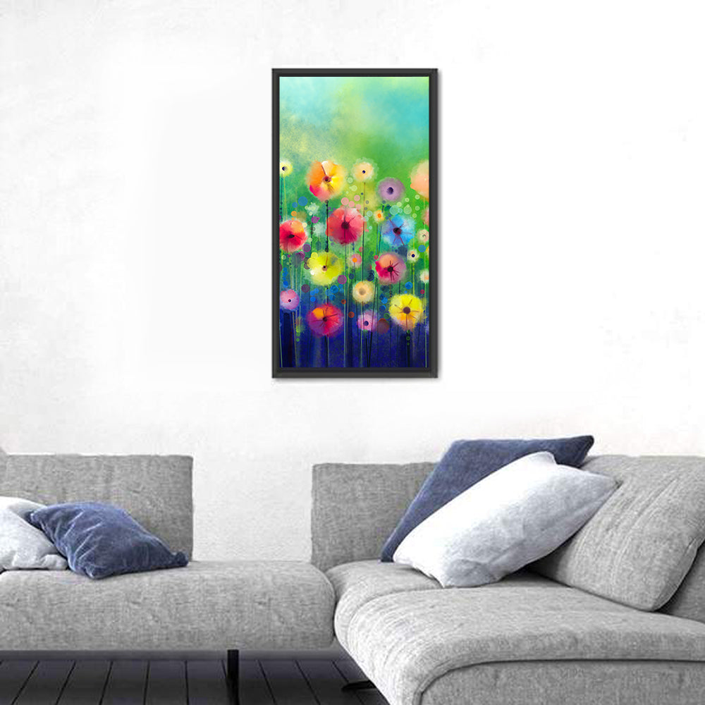 Dreamy Watercolor Poppies Wall Art in a room, portrait