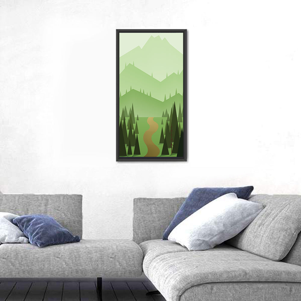 Winding Path Through Green Hills Wall Art in a room, portrait