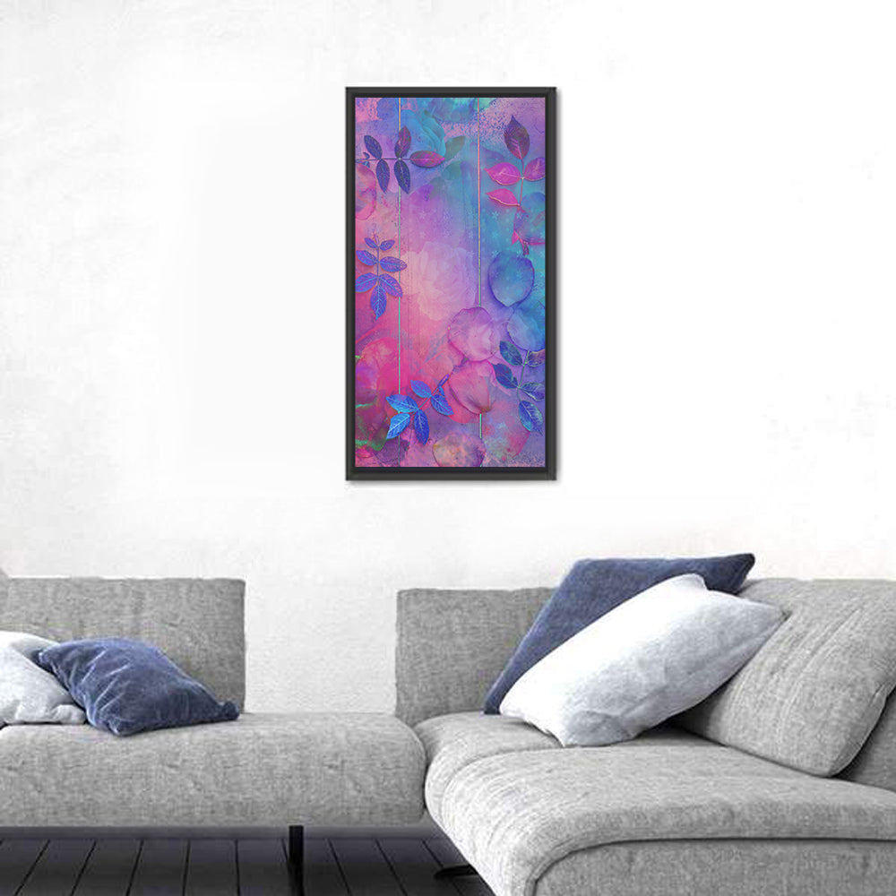 Dreamy Pink Rose Botanical Study Wall Art in a room, portrait