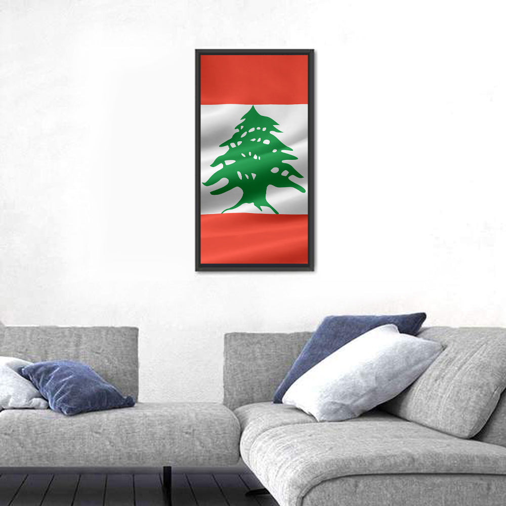 Lebanon Flag with Cedar Emblem Wall Art