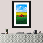 Red Tractor Over Yellow Rapeseed Field Wall Art