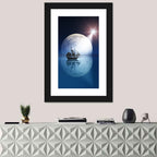 Moonlit Ship with Glowing Star Wall Art