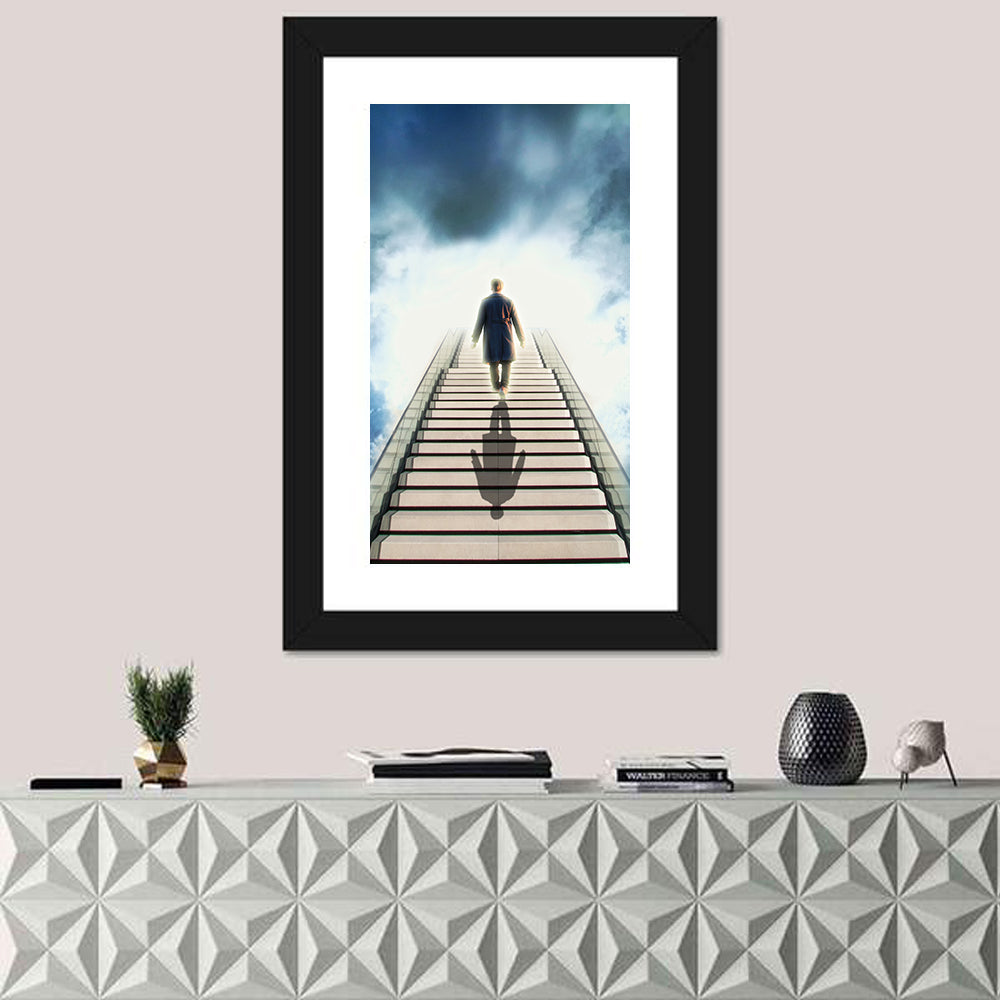Man Ascending Toward Light Wall Art