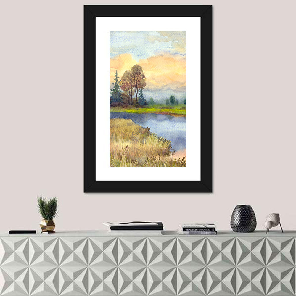 Stillness of the Lake Wall Art in a room, portrait