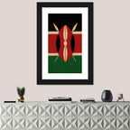 Kenyan Flag with Shield Emblem Wall Art