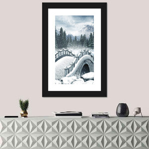 Frozen Lake With Bridge Wall Art