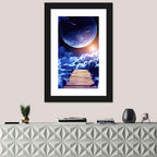 Wooden Pier Under Planetary Nebula Wall Art
