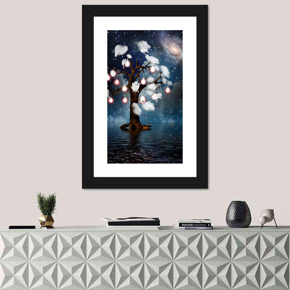 Tree of Thoughts Wall Art in a room, portrait