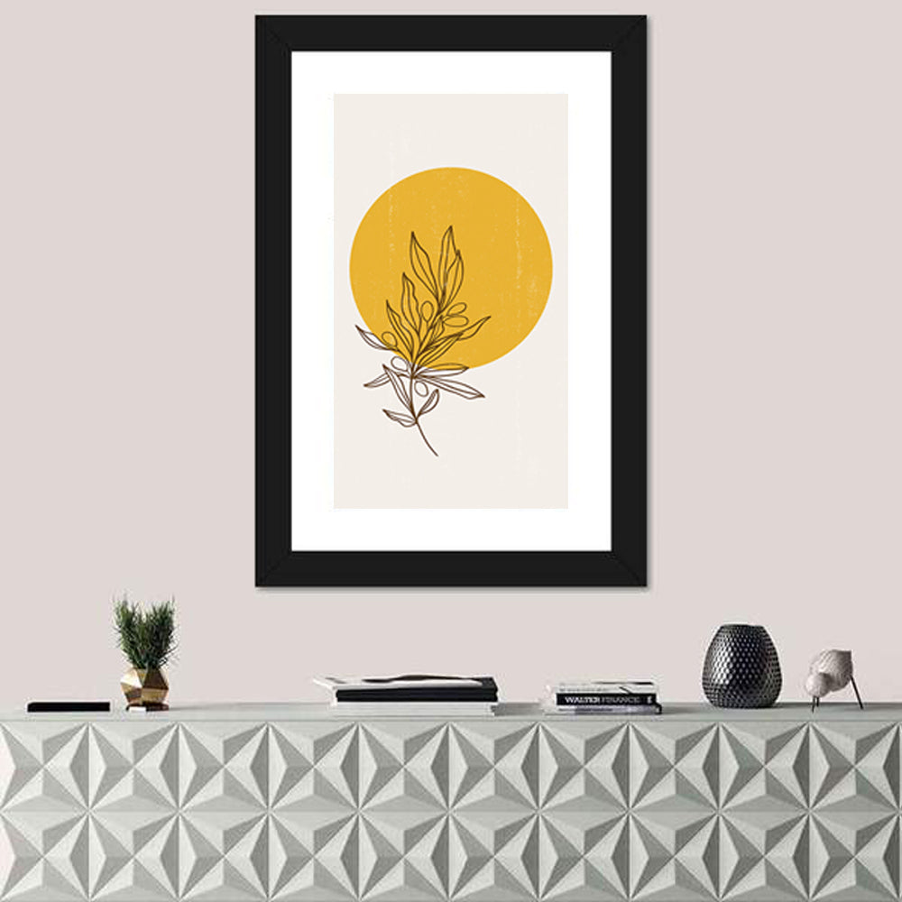 Olive Branch Sun Line Wall Art in a room, portrait
