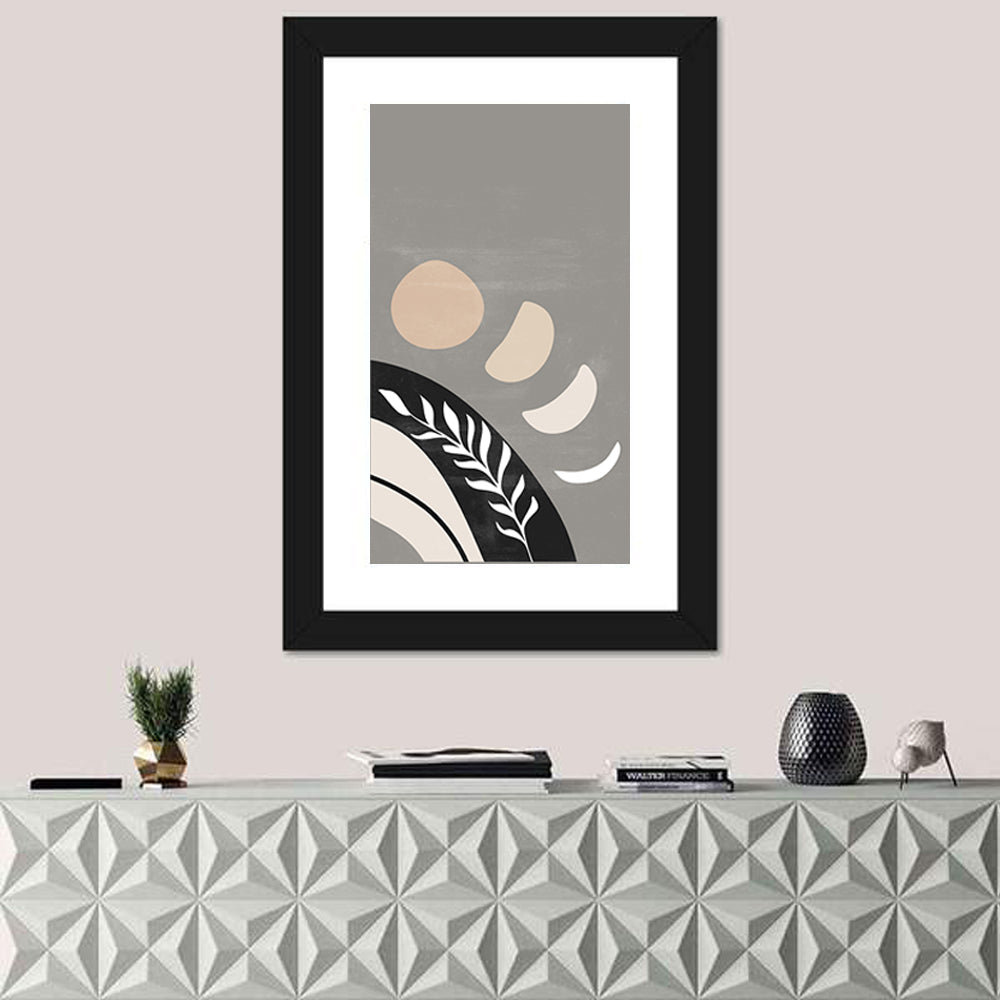 Crescent Moon Botanical Composition Wall Art in a room, portrait