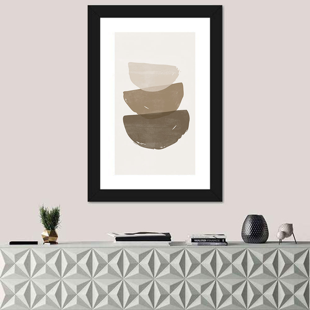 Sun and Moon Stacked Shapes Wall Art in a room, portrait
