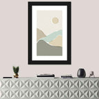 Layered Mountains and Sun Wall Art