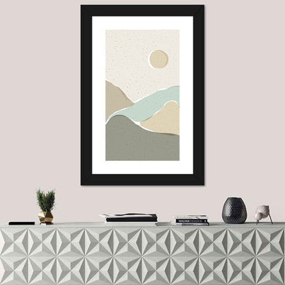 Layered Mountains and Sun Wall Art